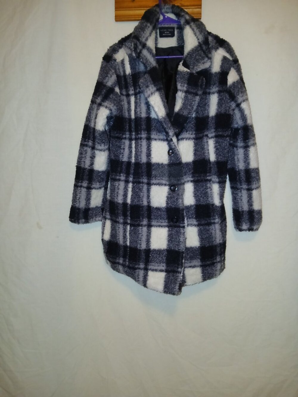 Love Tree Black, Gray & White Plaid Teddy Jacket